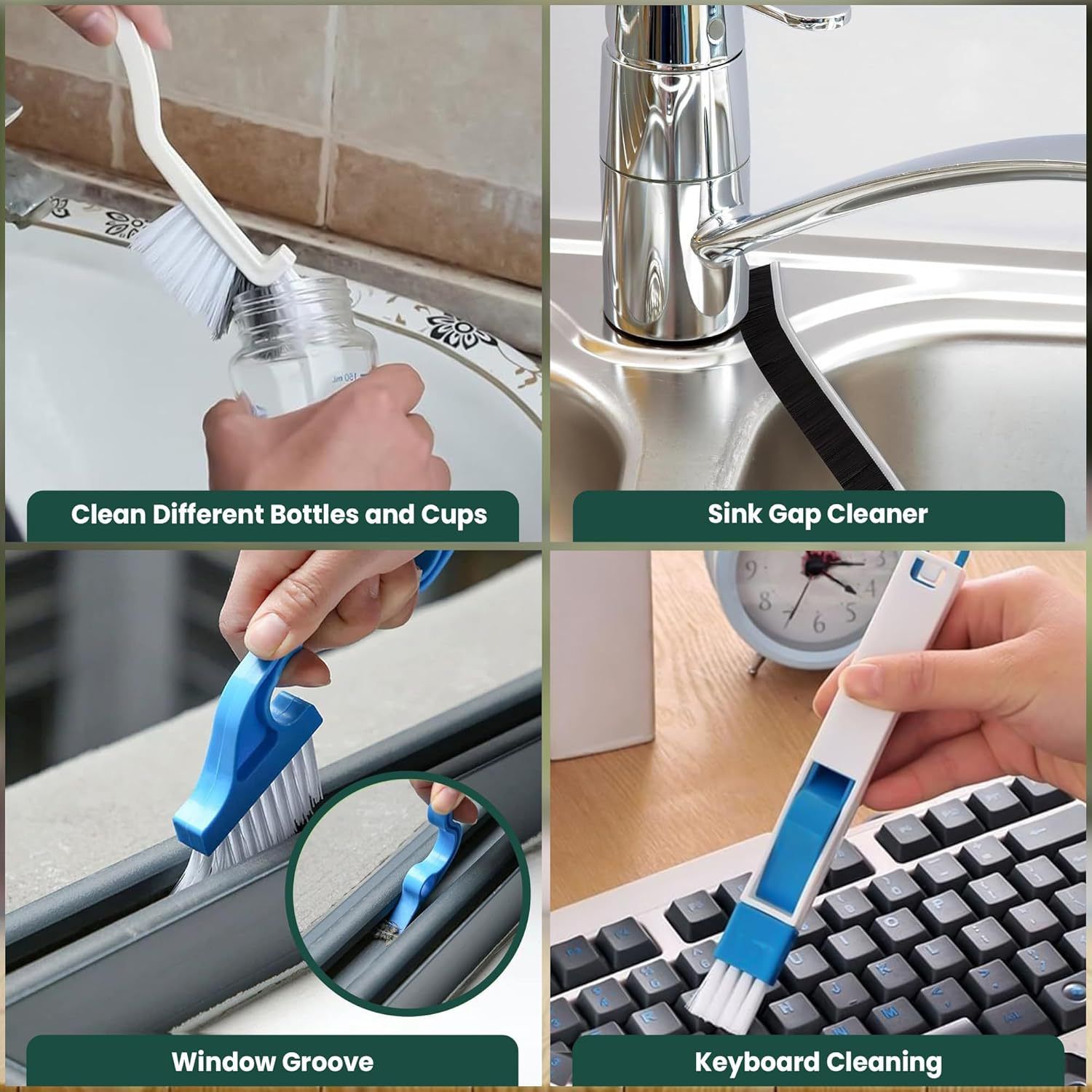 Set A Multi-Use Heavy-Duty Cleaning Brush Set – 12-Piece Hard Bristle Tool Kit for Kitchen, Bathroom & Tight Spaces - Image 7