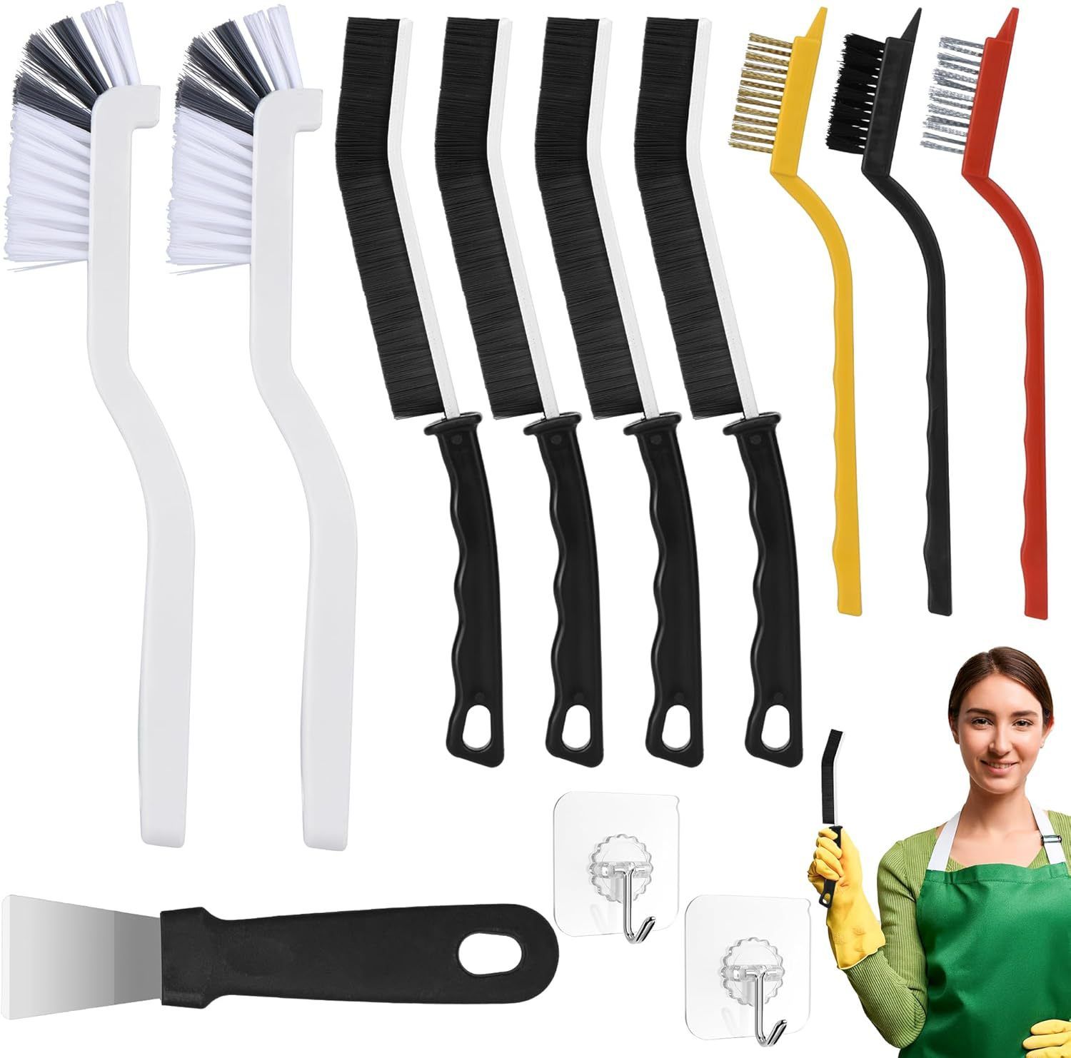 Set B Multi-Use Heavy-Duty Cleaning Brush Set – 12-Piece Hard Bristle Tool Kit for Kitchen, Bathroom & Tight Spaces - Image 1