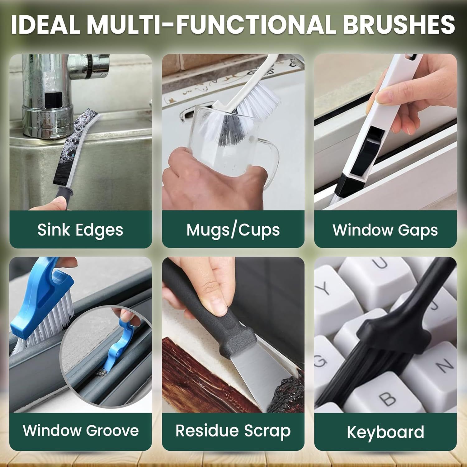 Set B Multi-Use Heavy-Duty Cleaning Brush Set – 12-Piece Hard Bristle Tool Kit for Kitchen, Bathroom & Tight Spaces - Image 8