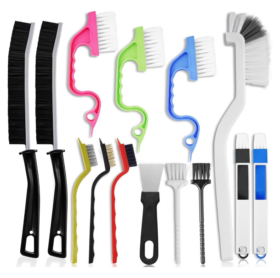 Set A Multi-Use Heavy-Duty Cleaning Brush Set – 14-Piece Hard Bristle Tool Kit for Kitchen, Bathroom & Tight Spaces - Image 1
