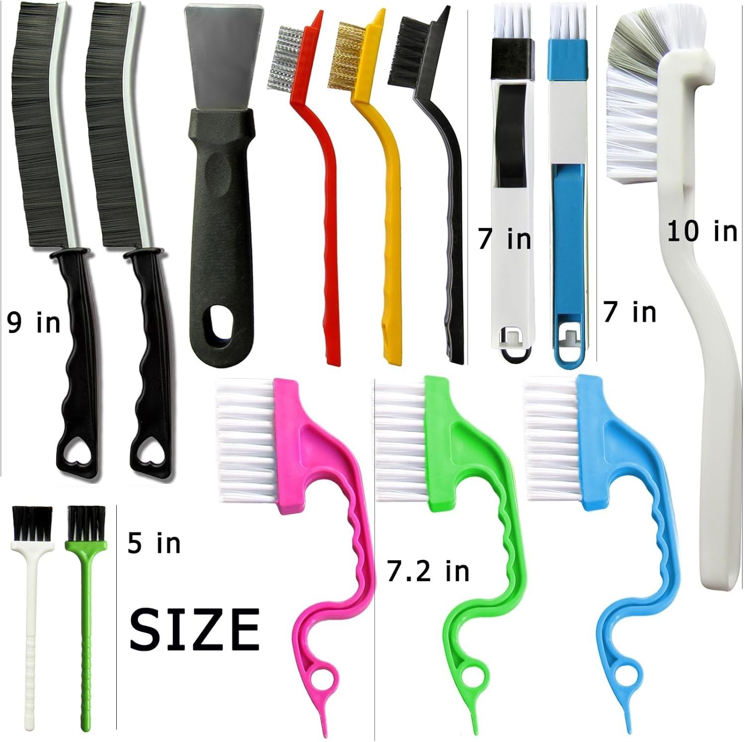 Set B Multi-Use Heavy-Duty Cleaning Brush Set – 14-Piece Hard Bristle Tool Kit for Kitchen, Bathroom & Tight Spaces - Image 2