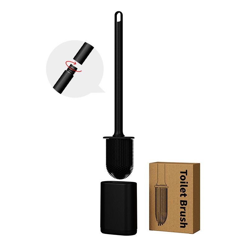 Black Wall-Mountable Toilet Brush Set – Soft-Tip 360° Cleaning System - Image 1