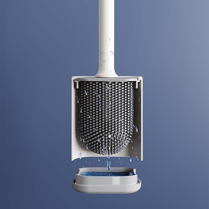 2 Pcs (Black + White) Wall-Mountable Toilet Brush Set – Soft-Tip 360° Cleaning System - Image 4