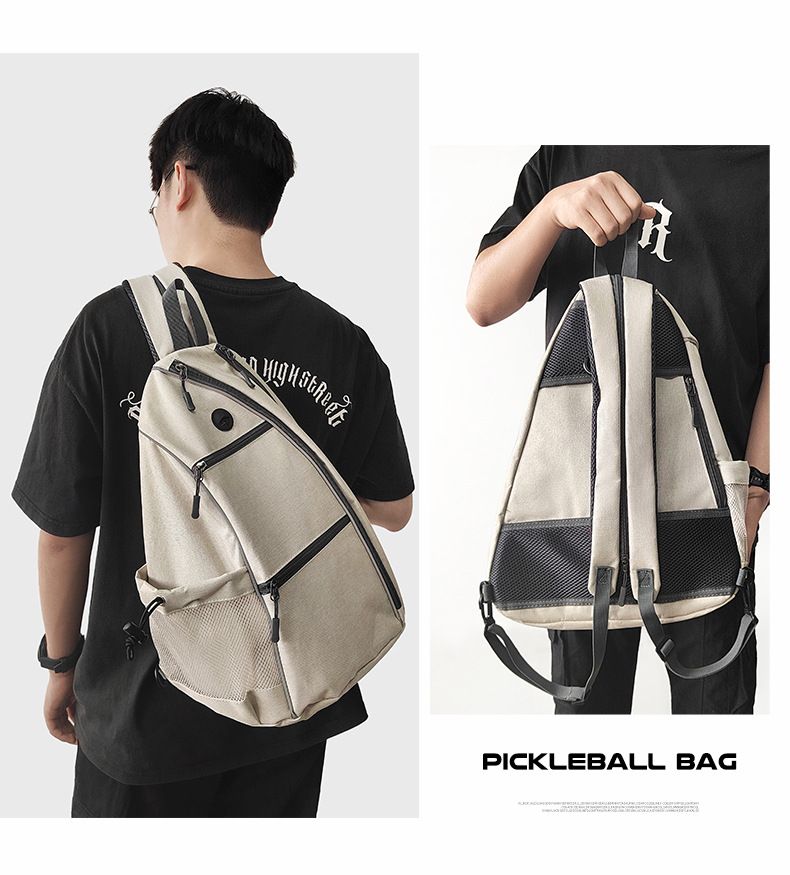 Beige Pickleball Multi-Sport Backpack – Oxford Fabric, Dual-Carry, Smart-Organized - Image 1