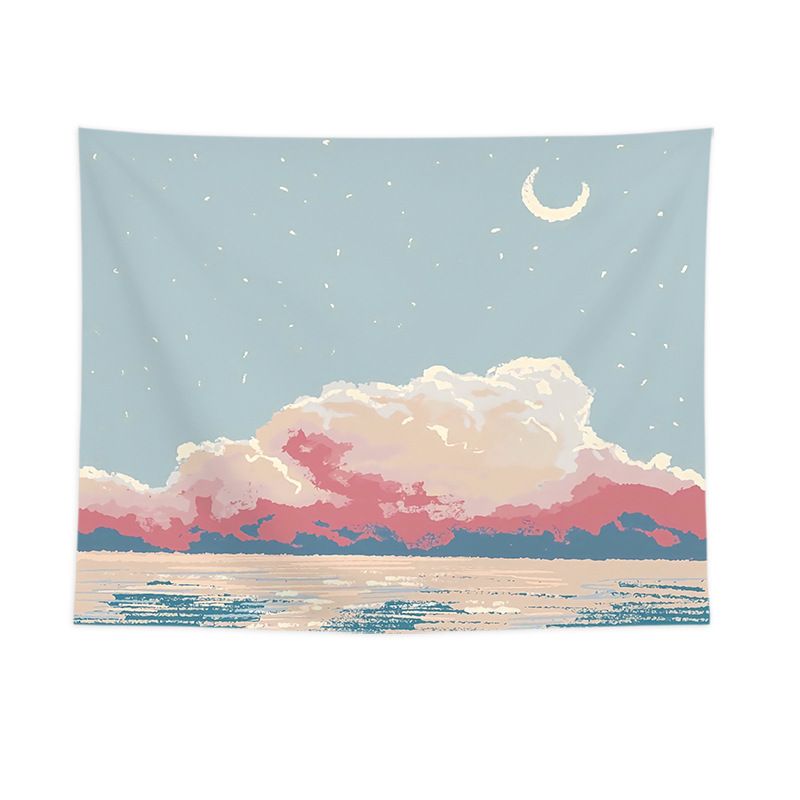 Moonlight by the Sea Design Wall Tapestry 200x150cm - Soft Plush Fabric Hanging for Bedroom, Living Room, Dorm Decor - Includes Mounting Kit for Easy Installation - Image 1