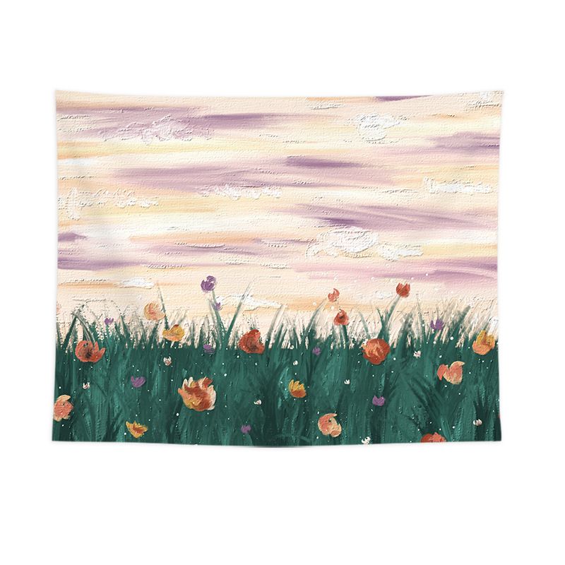 Grassland Sunset Design Wall Tapestry 200x150cm - Soft Plush Fabric Hanging for Bedroom, Living Room, Dorm Decor - Includes Mounting Kit for Easy Installation - Image 1