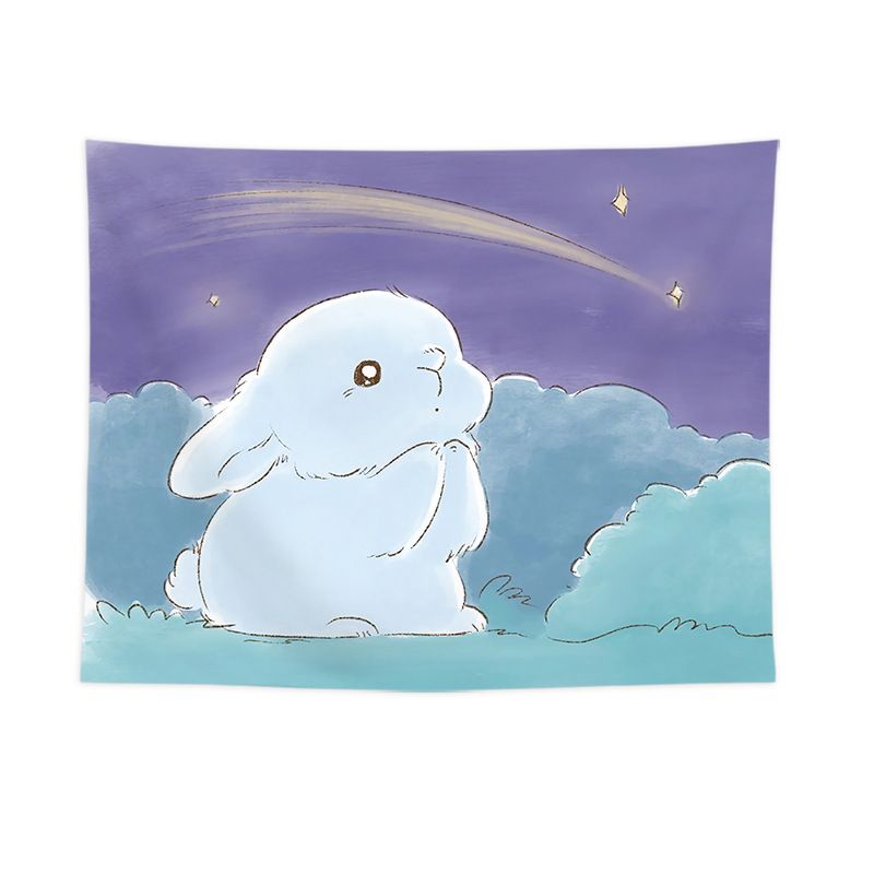 Wishing Bunny Design Wall Tapestry 200x150cm - Soft Plush Fabric Hanging for Bedroom, Living Room, Dorm Decor - Includes Mounting Kit for Easy Installation - Image 1