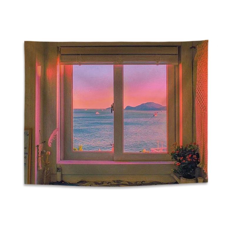 A pattern of sunset clouds outside the window Wall Tapestry 200x150cm - Soft Plush Fabric Hanging for Bedroom, Living Room, Dorm Decor - Includes Mounting Kit for Easy Installation - Image 1