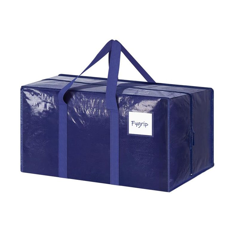1 Pack Extra Heavy Duty Large Moving Bags with Strong Zipper & Comfortable Handles, Sturdy & Durable Clothes Storage Bags Totes Bins,  Packing Moving Boxes for Clothes, Bedding, Dorm & Travel, Dark Blue - Image 1