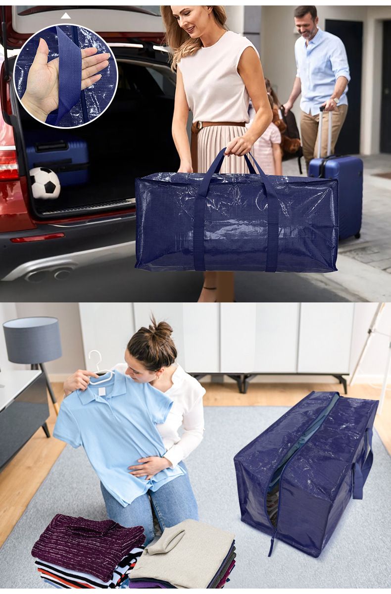 1 Pack Extra Heavy Duty Large Moving Bags with Strong Zipper & Comfortable Handles, Sturdy & Durable Clothes Storage Bags Totes Bins,  Packing Moving Boxes for Clothes, Bedding, Dorm & Travel, Black - Image 6