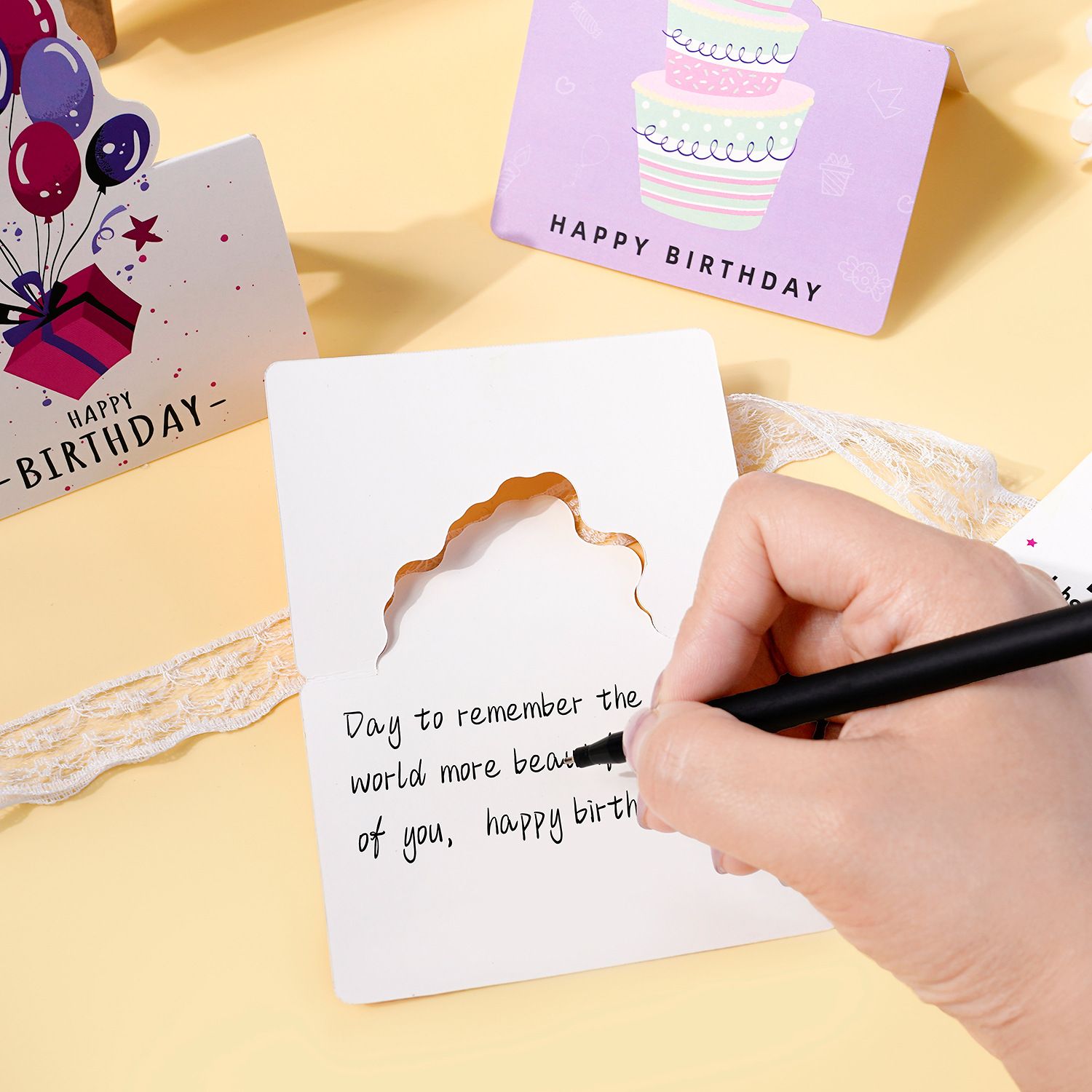 3 Sets 3D Pop-up Birthday Card Set - 3*10pcs Cartoon Panda/Cake/Balloon Greeting Cards with Envelopes, Handwritten Message Foldable Cards for Kids/Friends/Party Favors - Image 4