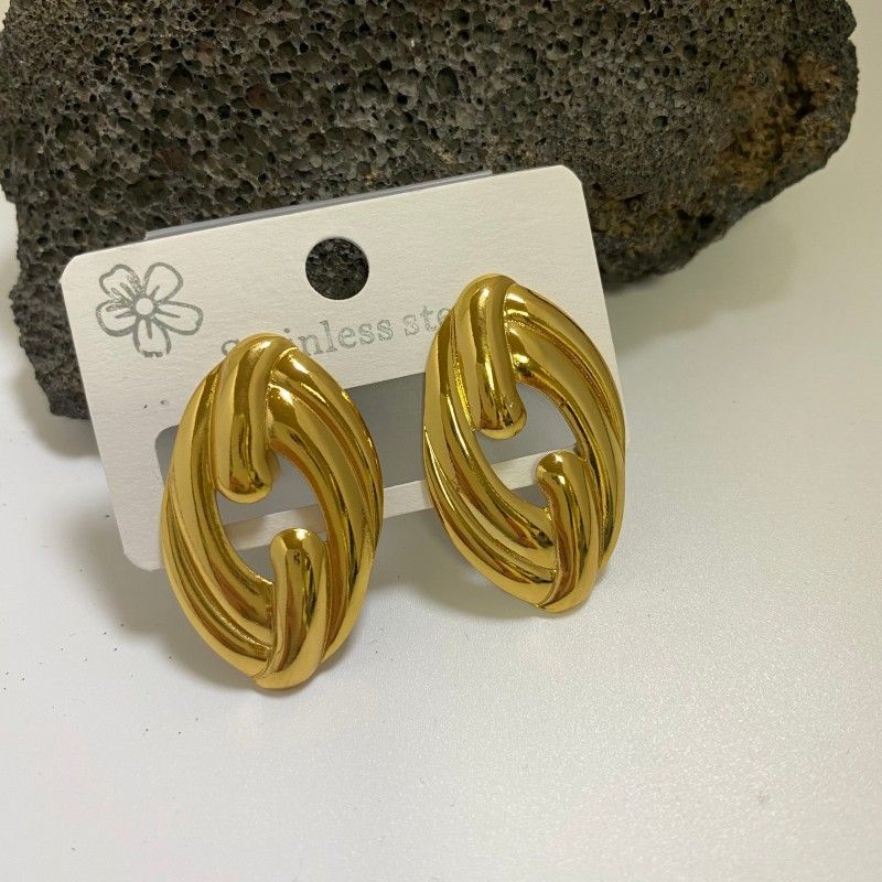Combination C 18K Gold-Plated Stainless Steel Earring Set - 3 Pairs Minimalist Geometric Studs for Women with Gift Box Packaging - Image 3