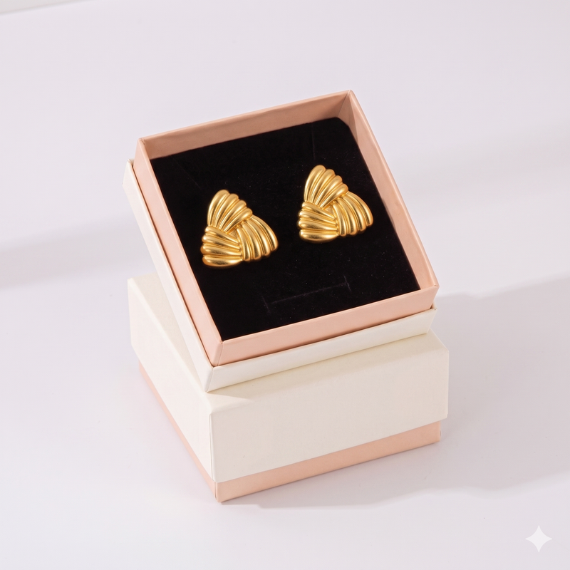Combination C 18K Gold-Plated Stainless Steel Earring Set - 3 Pairs Minimalist Geometric Studs for Women with Gift Box Packaging - Image 6