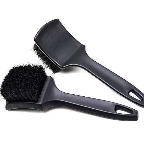 Black Car Tire & Detailing Brush  - 2-Pack Stiff Bristle Scrubber for Wheels, Mats, and Upholstery - Image 1