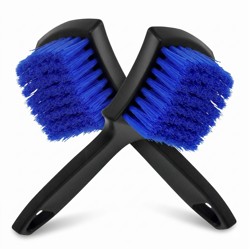 Blue Car Tire & Detailing Brush  - 2-Pack Stiff Bristle Scrubber for Wheels, Mats, and Upholstery - Image 1