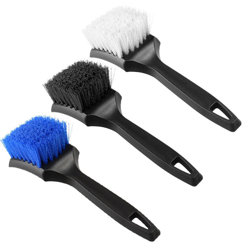White Car Tire & Detailing Brush  - 2-Pack Stiff Bristle Scrubber for Wheels, Mats, and Upholstery - Image 2