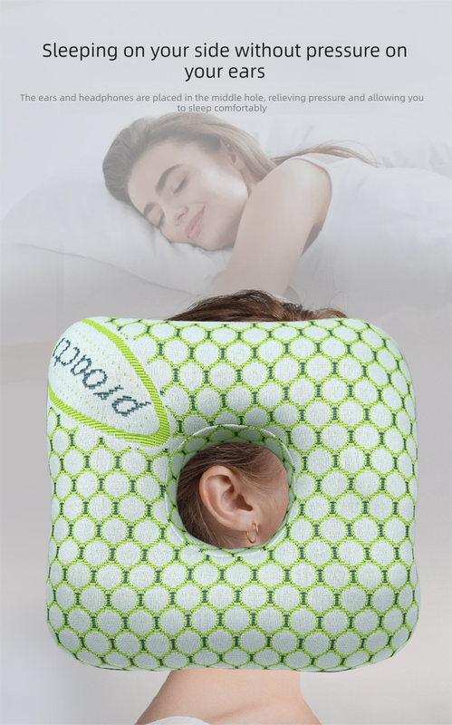 Light Gold Ear Piercing Pillow - Soft Side Sleeper Cushion with Hollow Center for Pressure Relief, Post-Piercing Care & Comfortable Napping - Image 5