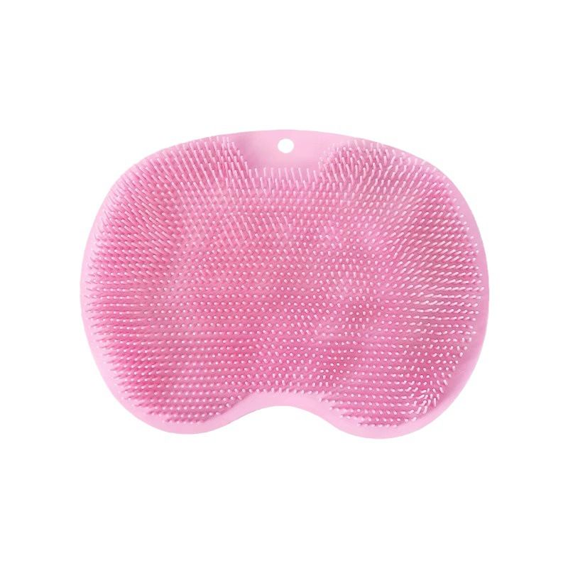 Pink 3-piece set  (2-Pack Silicone Foot & Back Scrubber Mat with Suction Cups + 1 Premium Lace Bath Loofah Sponge Set) - Non-Slip Foot Massager & Exfoliating Shower Set - Image 5