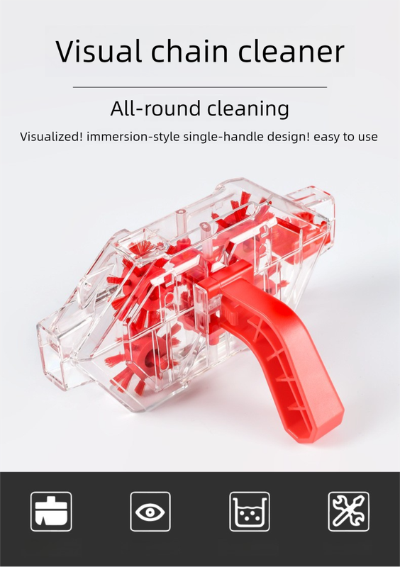 Red Transparent Bicycle Chain Cleaner with Visualization Design - Immersion Wash Tool for Road & Mountain Bikes + Bonus Cleaning Brush - Image 2