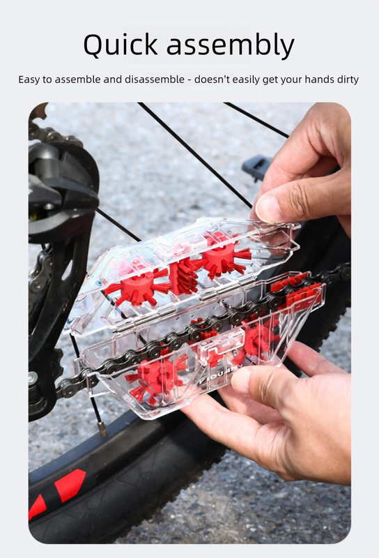 Red Transparent Bicycle Chain Cleaner with Visualization Design - Immersion Wash Tool for Road & Mountain Bikes + Bonus Cleaning Brush - Image 3