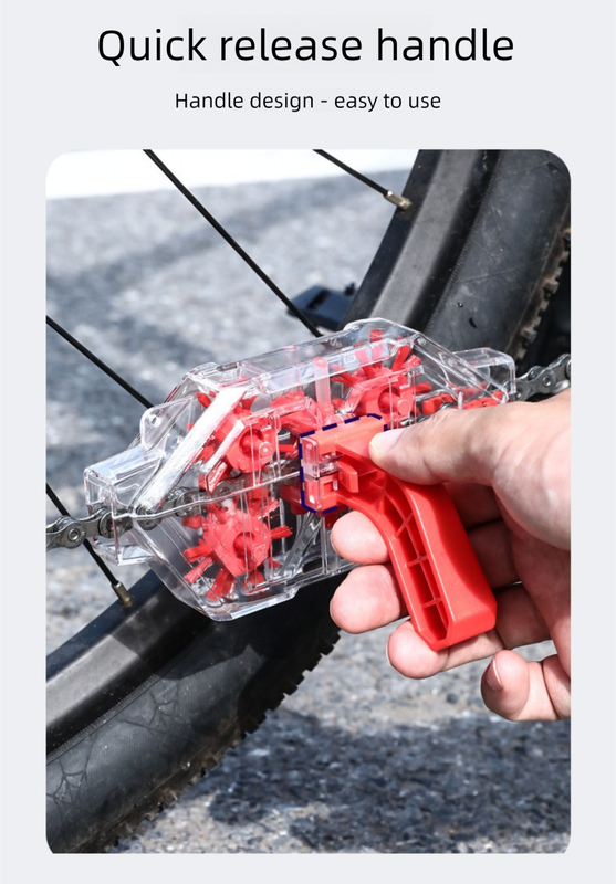 Red Transparent Bicycle Chain Cleaner with Visualization Design - Immersion Wash Tool for Road & Mountain Bikes + Bonus Cleaning Brush - Image 4