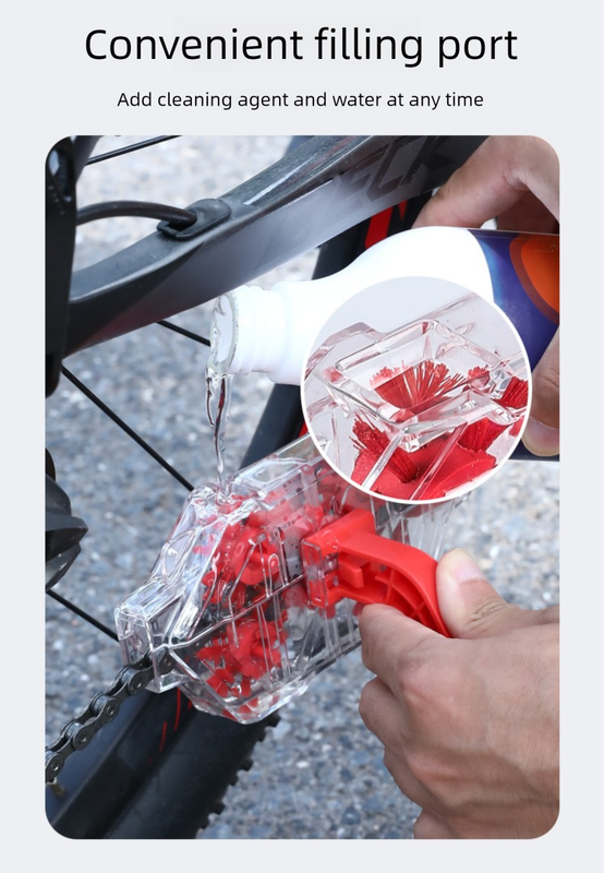 Red Transparent Bicycle Chain Cleaner with Visualization Design - Immersion Wash Tool for Road & Mountain Bikes + Bonus Cleaning Brush - Image 5