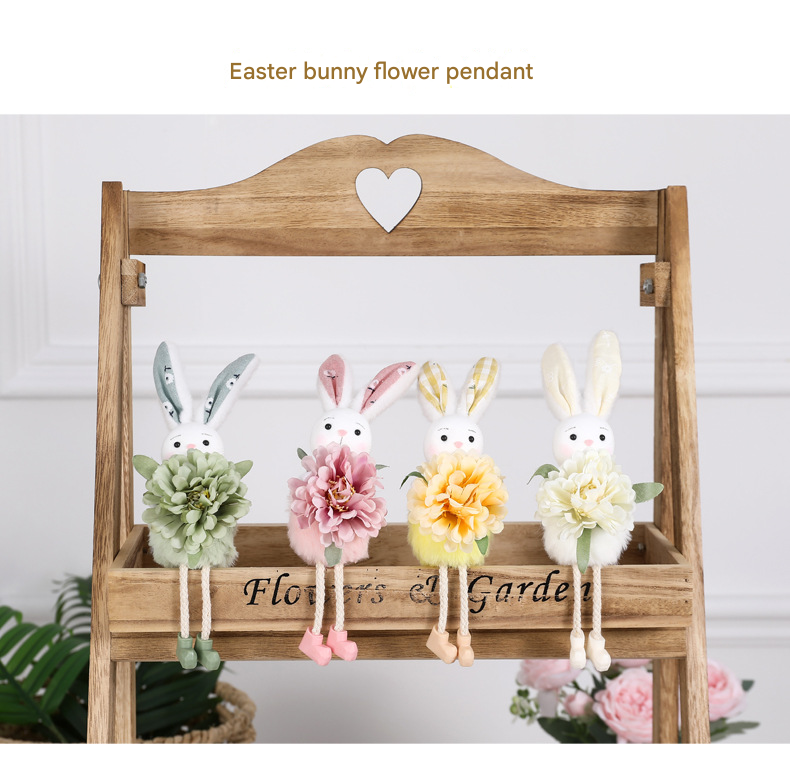 Green Easter Bunny Flower Hanging Decoration for Home, Garden or Party Scene - Image 2
