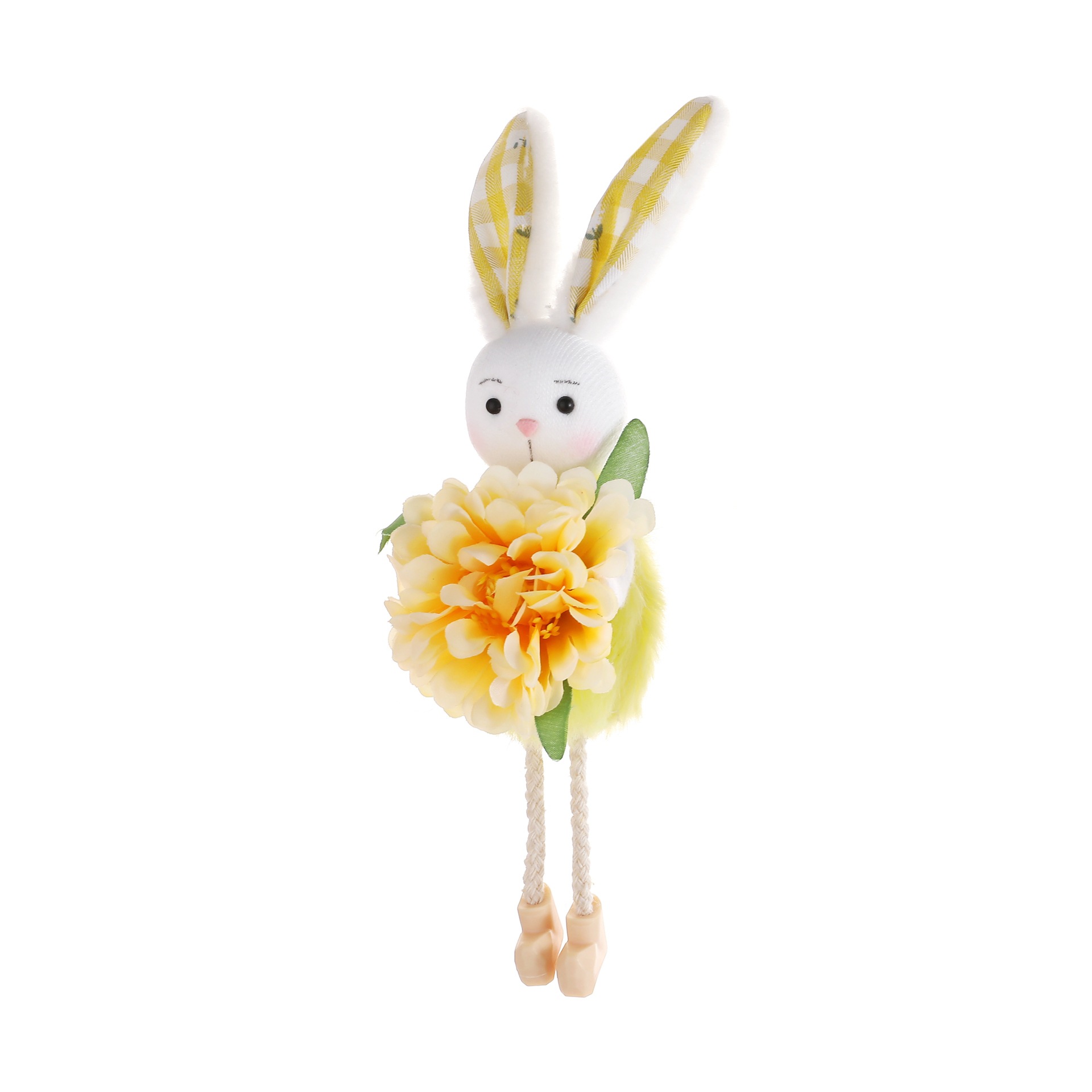 Yellow Easter Bunny Flower Hanging Decoration for Home, Garden or Party Scene - Image 1