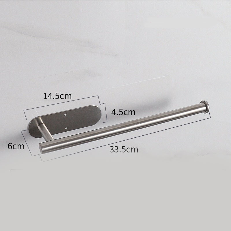 Silver Stainless Steel Kitchen Paper Holder with Adhesive Mounting – Under Cabinet Tissue Roll Rack for Paper Towels, Toilet Paper or Plastic Wrap - Image 1