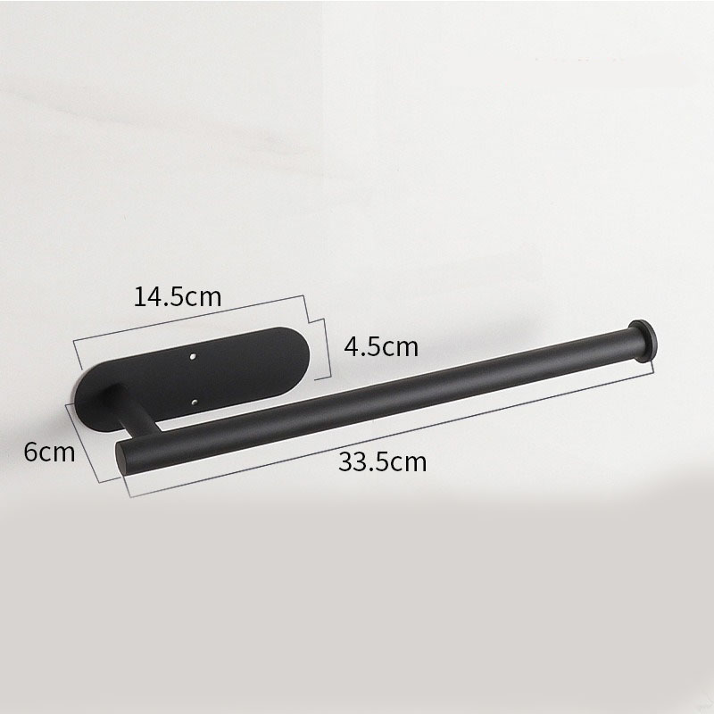 Black Stainless Steel Kitchen Paper Holder with Adhesive Mounting – Under Cabinet Tissue Roll Rack for Paper Towels, Toilet Paper or Plastic Wrap - Image 1