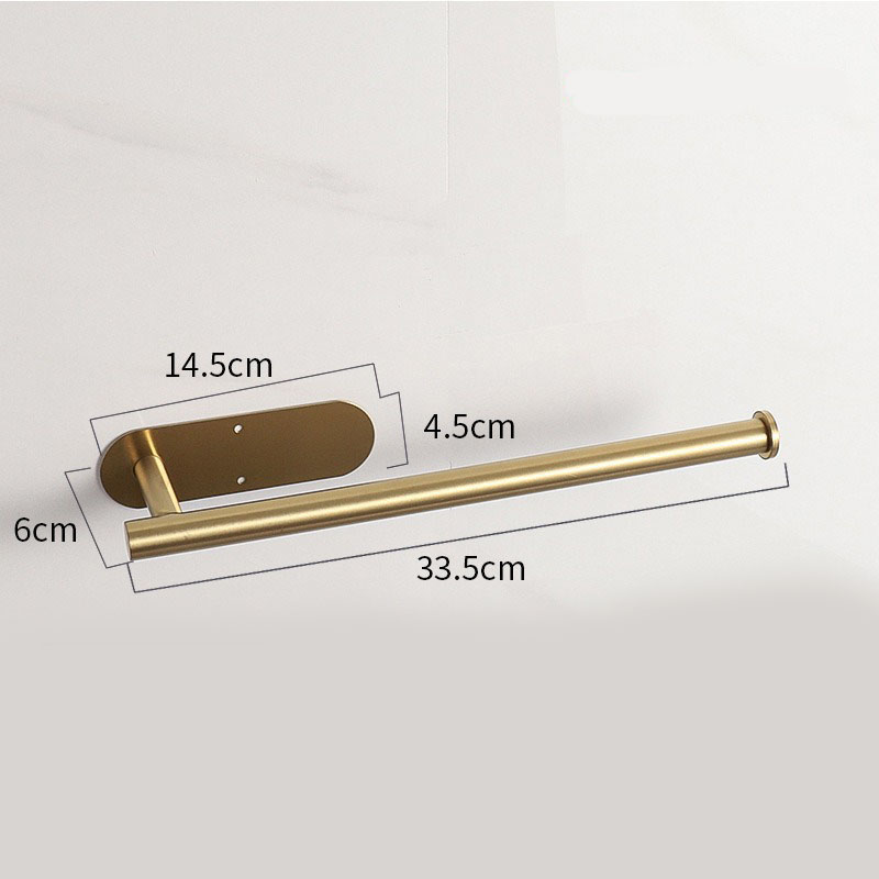 Gold Stainless Steel Kitchen Paper Holder with Adhesive Mounting – Under Cabinet Tissue Roll Rack for Paper Towels, Toilet Paper or Plastic Wrap - Image 1