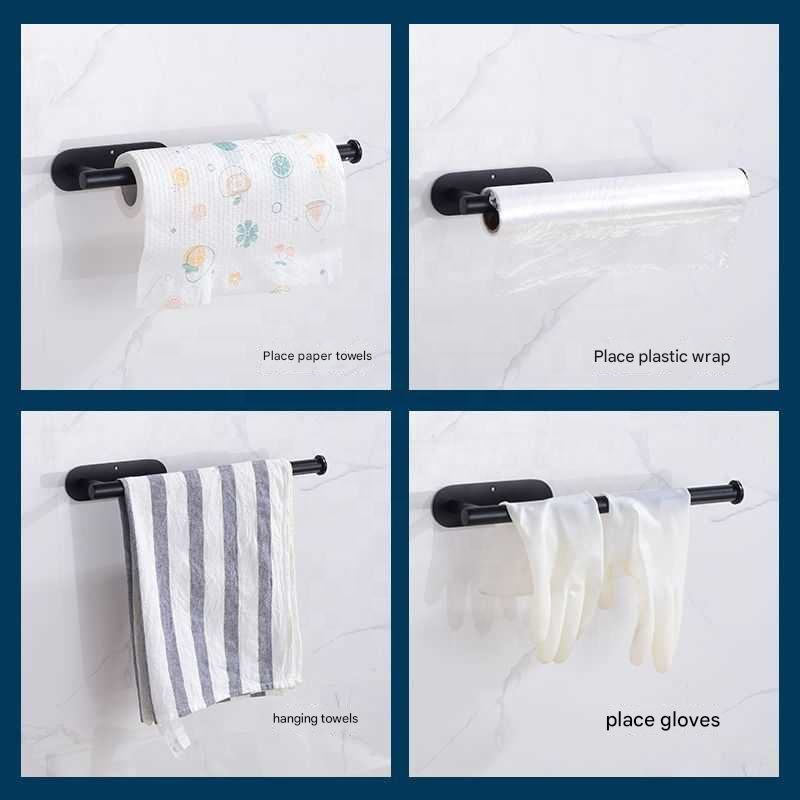 Stainless Steel Kitchen Paper Holder Set of 3 with Adhesive Mounting – Under Cabinet Tissue Roll Rack for Paper Towels, Toilet Paper or Plastic Wrap - Image 3