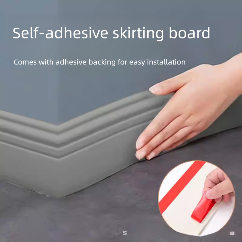 Grey 3-Meter Self-Adhesive Reinforced Skirting Board – 10 cm Wide Wall Decorative Trim for Home Interior - Image 1