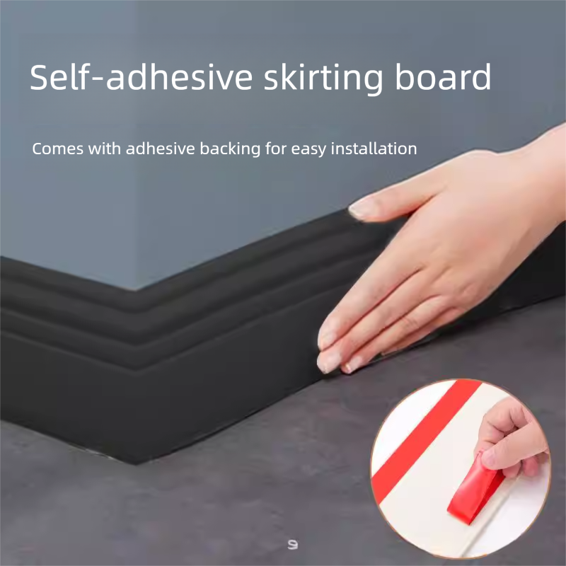 Black 3-Meter Self-Adhesive Reinforced Skirting Board – 10 cm Wide Wall Decorative Trim for Home Interior - Image 1