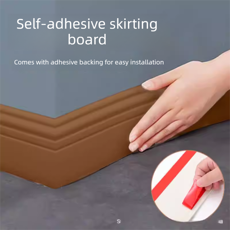 Brown 3-Meter Self-Adhesive Reinforced Skirting Board – 10 cm Wide Wall Decorative Trim for Home Interior - Image 1