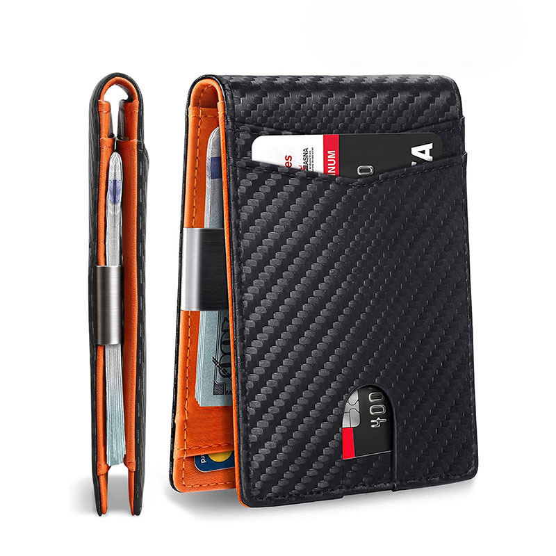 Black and orange 12-Card Slot Men's Wallet with RFID Protection – Slim, Durable, and Secure Bifold Wallet - Image 1