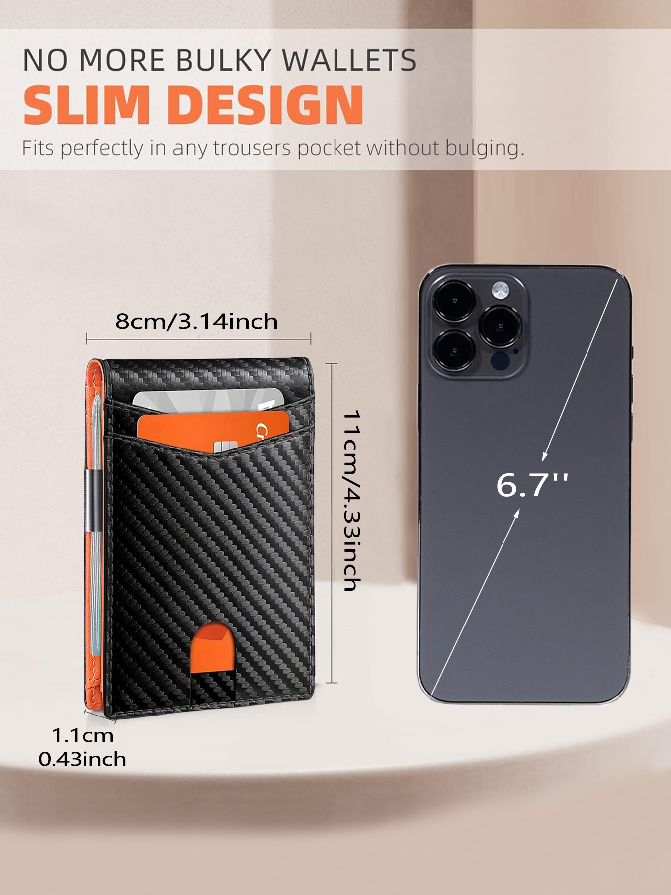 Black and orange 12-Card Slot Men's Wallet with RFID Protection – Slim, Durable, and Secure Bifold Wallet - Image 6