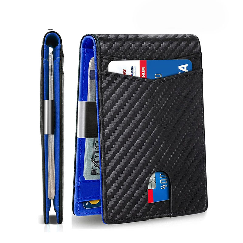 Black and blue 12-Card Slot Men's Wallet with RFID Protection – Slim, Durable, and Secure Bifold Wallet - Image 1