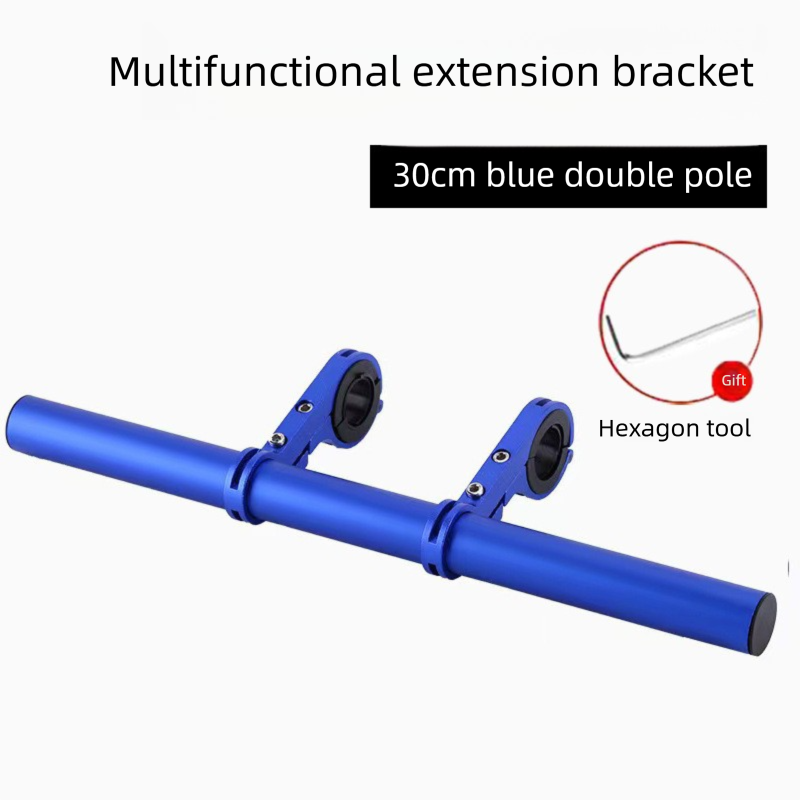 Blue 30cm Aluminum Bicycle Handlebar Extension Bracket – Multi-Functional Mount for Bike Accessories - Image 1