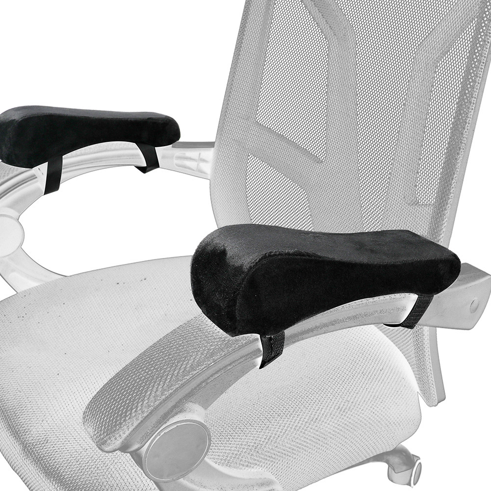 Black 2-Pack Chair Armrest Pad – Memory Foam Elbow Support Cushion for Office and Home Chairs - Image 3