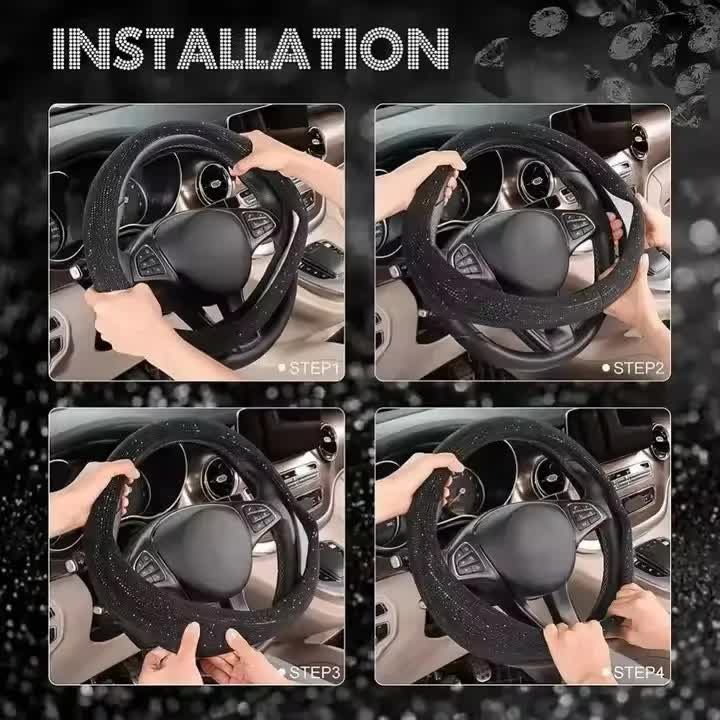 Dark purple Crystal Rhinestone Steering Wheel Cover – Elastic Stretch Design with Full Diamond Embellishment - Image 4