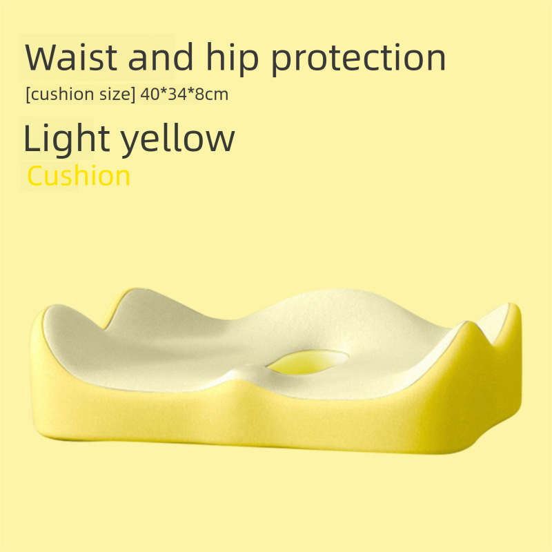 Yellow Ergonomic Memory Foam Seat Cushion – Coccyx Relief for Office, Car and Long Sitting - Image 1