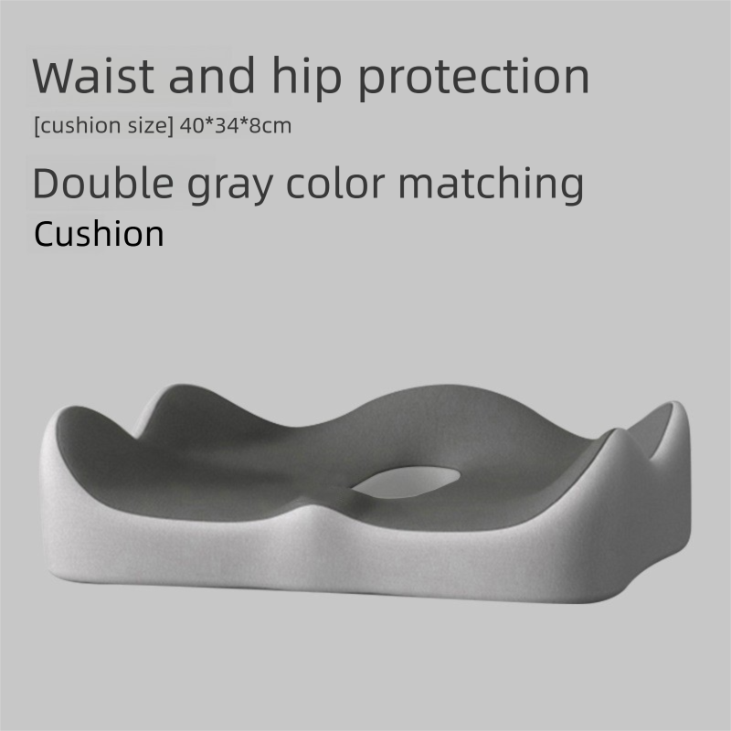 Two-tone grey Ergonomic Memory Foam Seat Cushion – Coccyx Relief for Office, Car and Long Sitting - Image 1