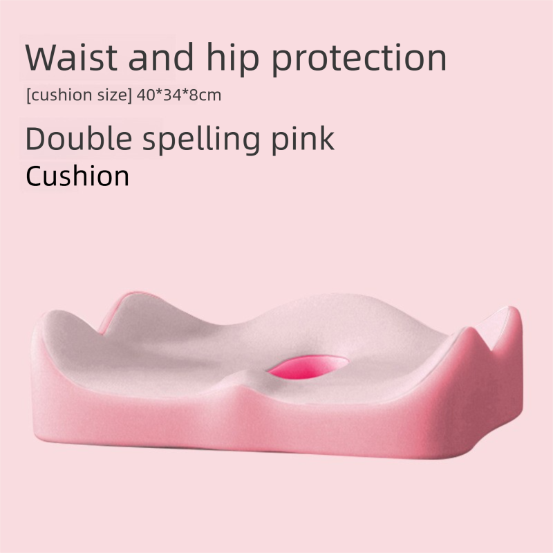 Double-tone pink Ergonomic Memory Foam Seat Cushion – Coccyx Relief for Office, Car and Long Sitting - Image 1