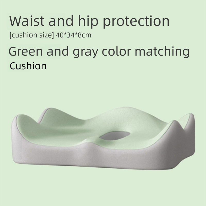 Green and grey two-tone Ergonomic Memory Foam Seat Cushion – Coccyx Relief for Office, Car and Long Sitting - Image 1
