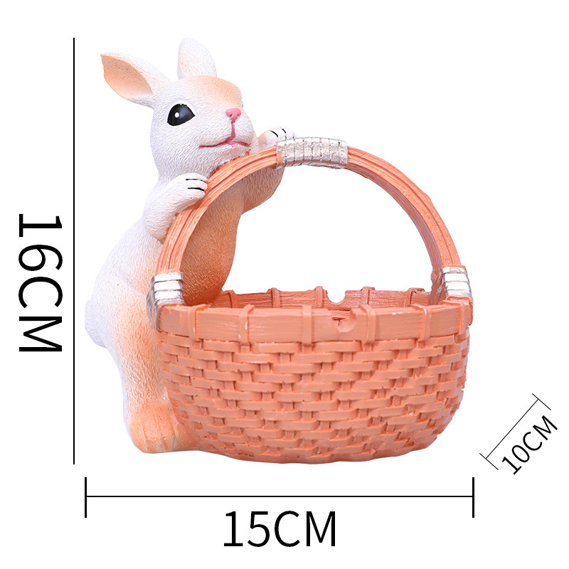 Orange Easter Rabbit Resin Decor with Basket – Festive Home Ornament for Spring and Holiday Display - Image 4