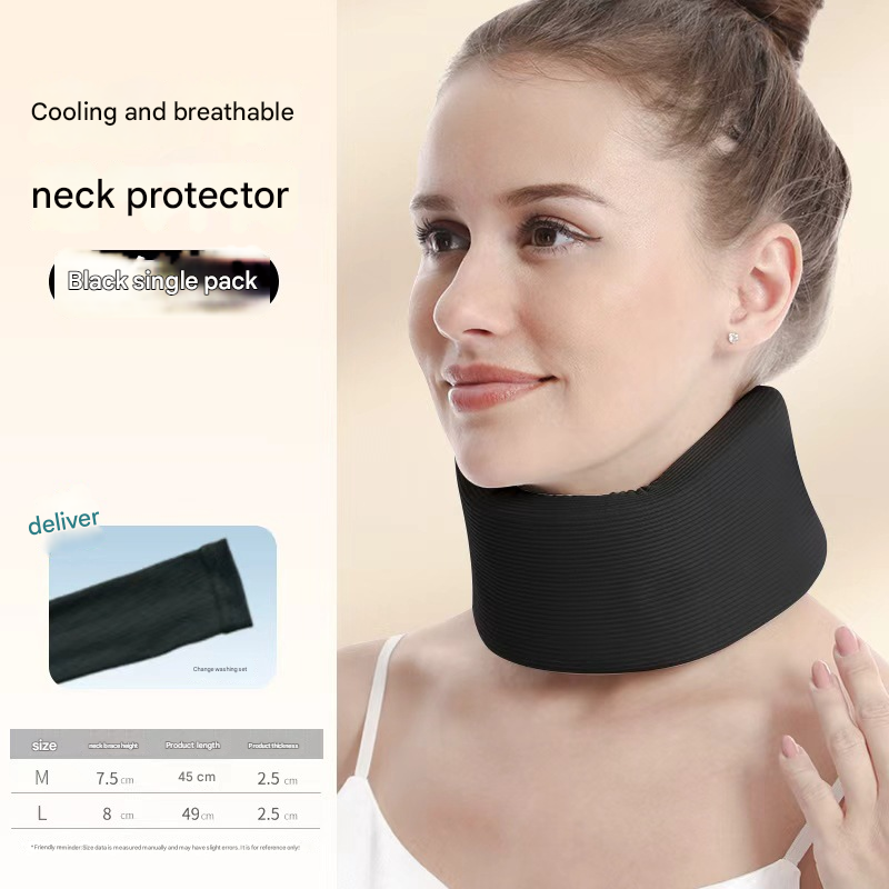 Black Neck Support Brace for Posture Correction – Cervical Collar with Cooling Fabric and Adjustable Fit for Office, Driving and Daily Use - Image 1