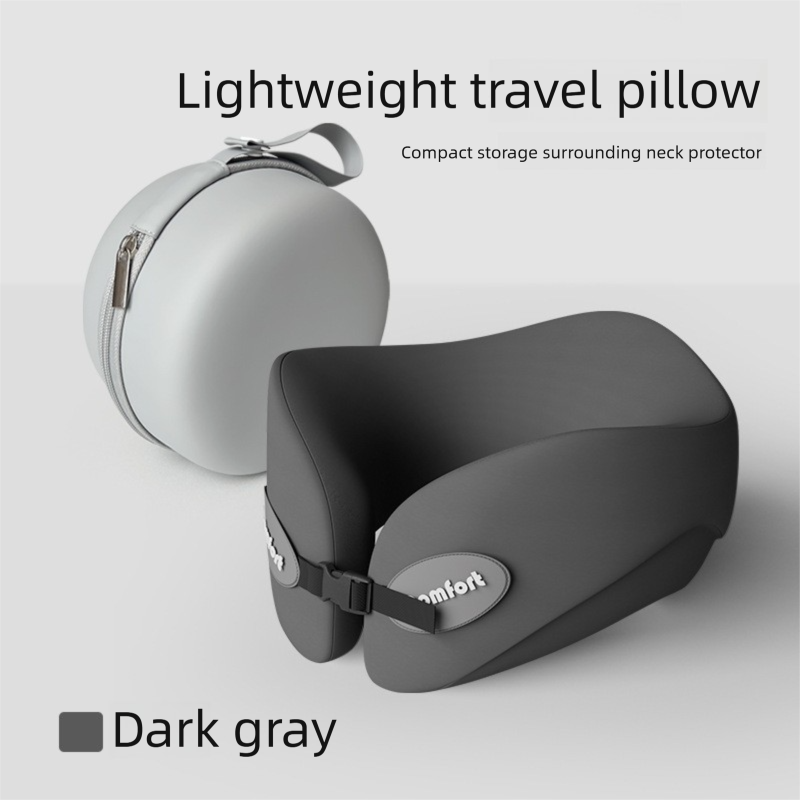 Dark gray Memory Foam U-Shaped Travel Neck Pillow – Ergonomic Support for Airplane, Car, and Office Use - Image 1