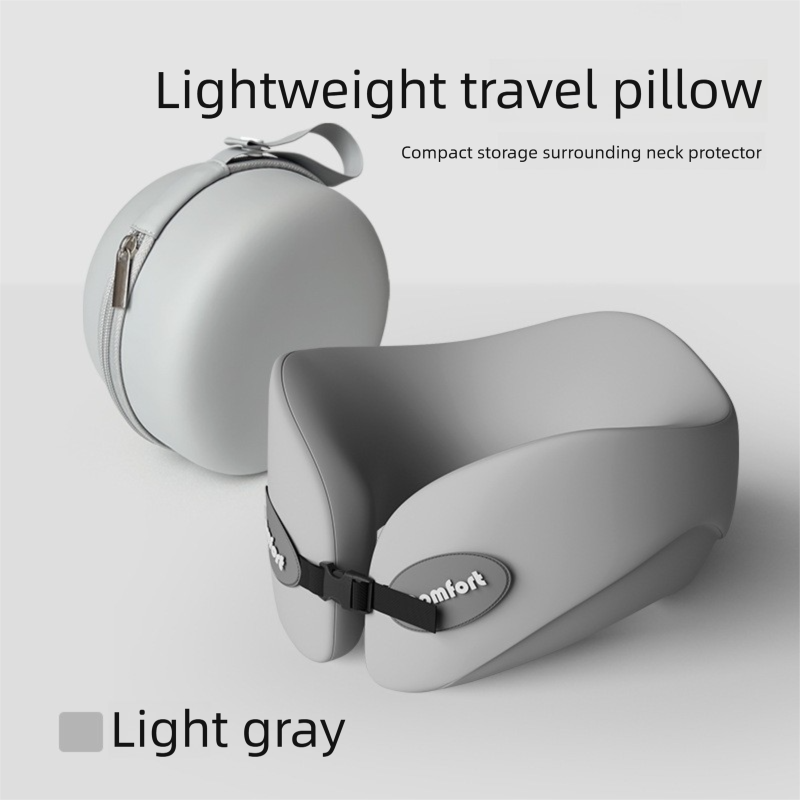Light gray Memory Foam U-Shaped Travel Neck Pillow – Ergonomic Support for Airplane, Car, and Office Use - Image 1