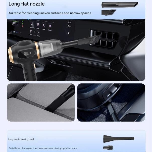 Black Portable Wireless Car Vacuum Cleaner – Powerful Suction for Car and Home Use with Dual-Function Air Blower(2000MHA) - Image 4